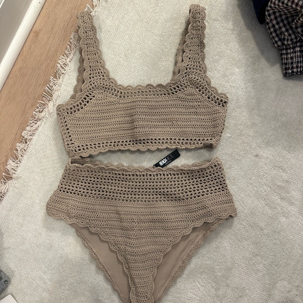 Beach Riot Tan Crochet Bikini
